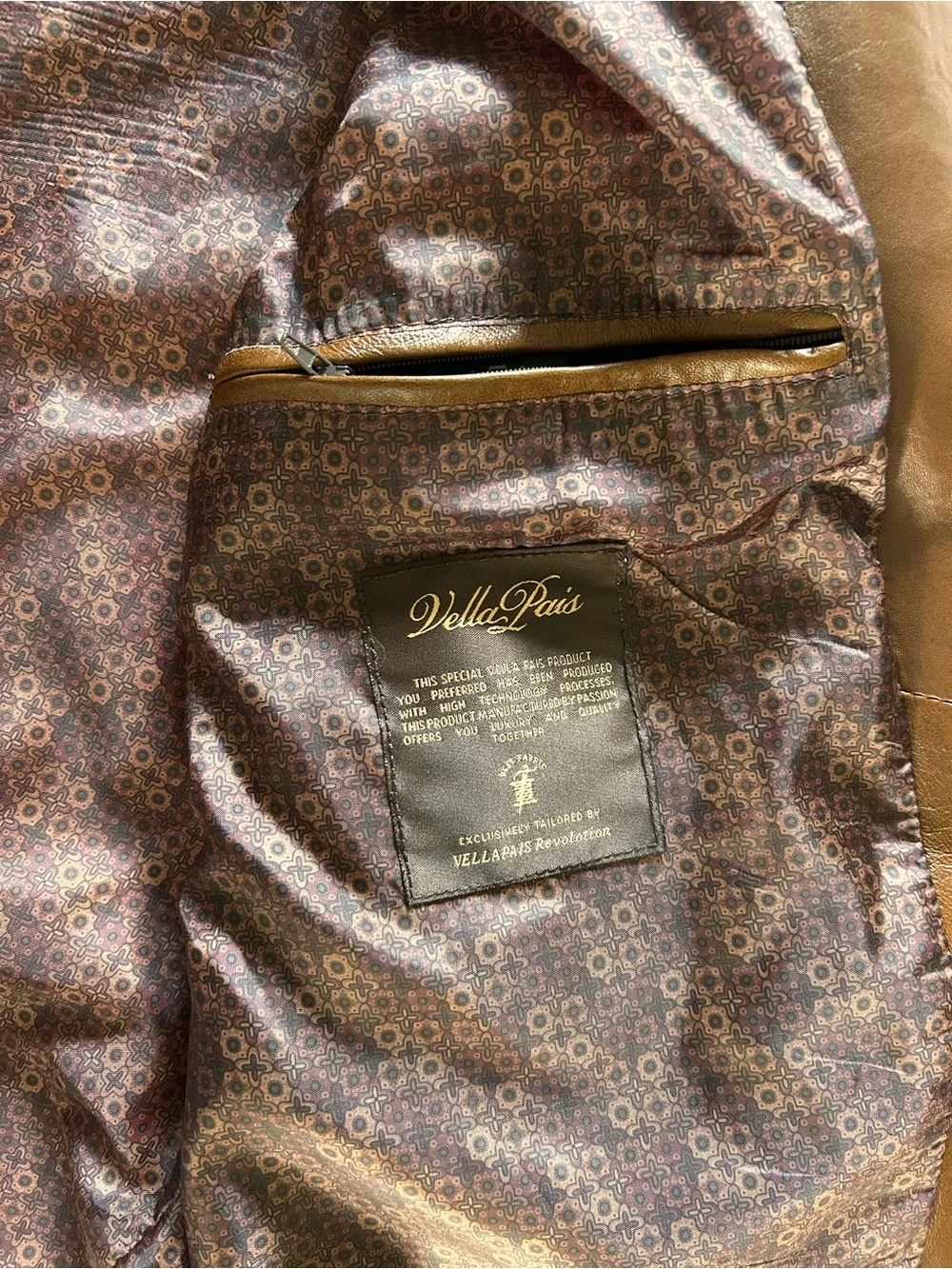 Genuine Lambskin Leather Jacket Brown Moto XL